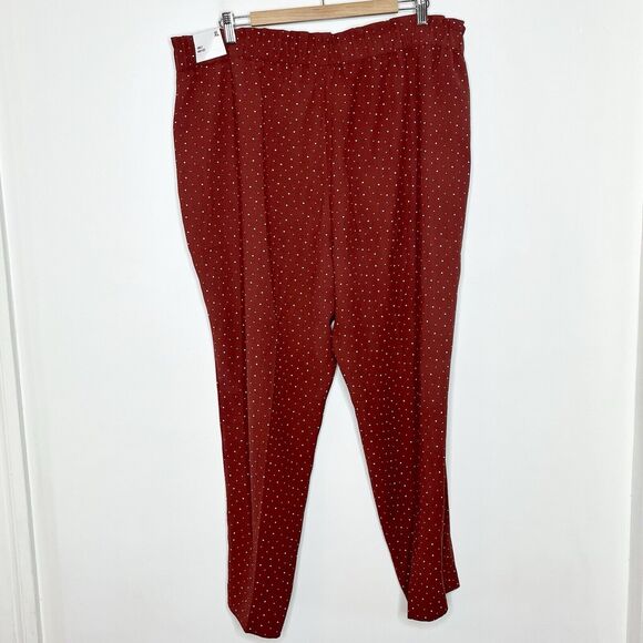 Express Polka Dot Ankle High Rise Pants Rust Womens XL Paperbag Elastic Waist - Picture 5 of 10
